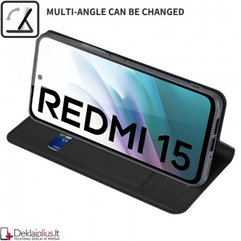 Dux Ducis Skin Pro dirbtinės odos dėklas - juodas (Xiaomi Redmi 15 4G)